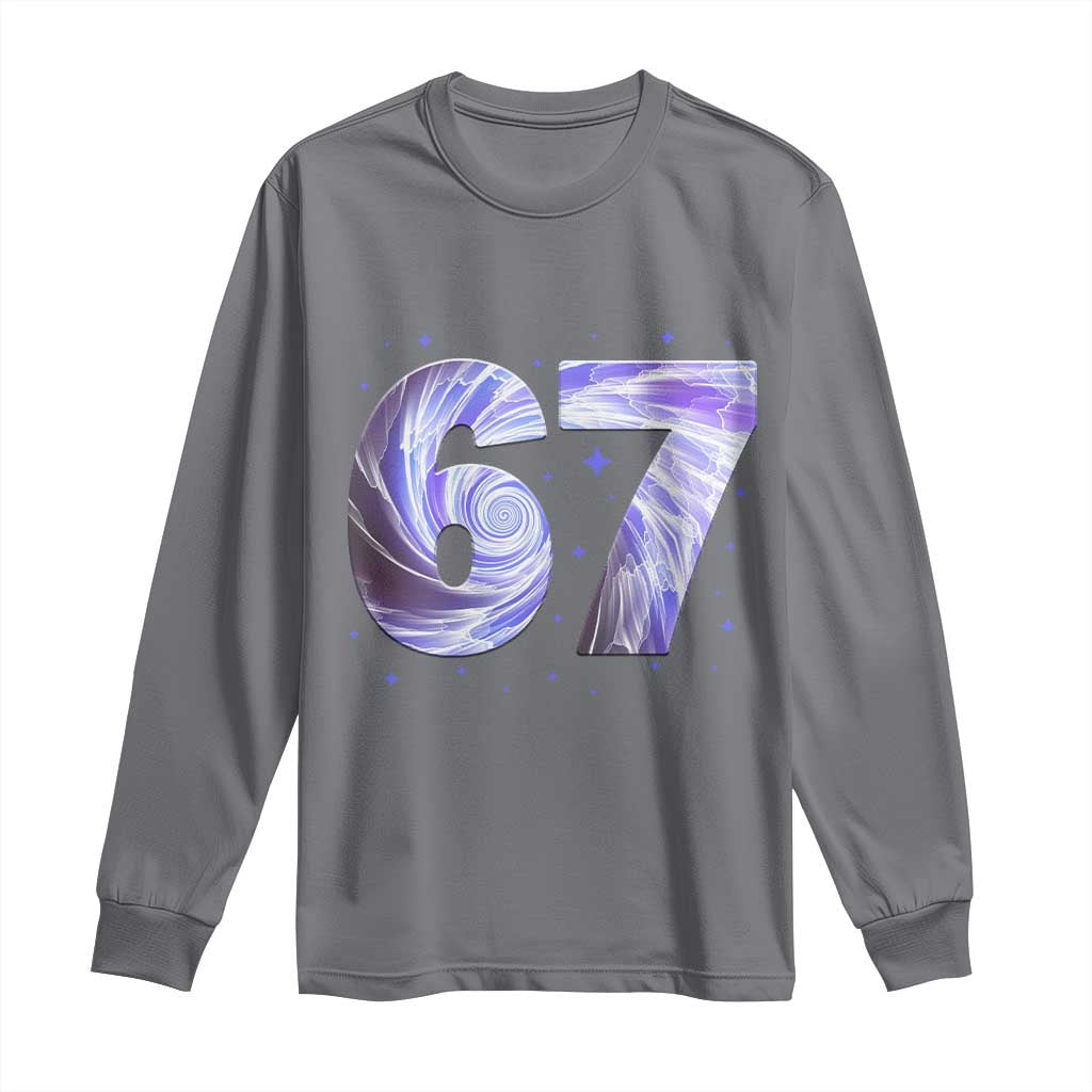 Swirl Effect Printed Six Seven Meme Long Sleeve Shirt Gen Z Alpha Gift TS12 Charcoal Print Your Wear