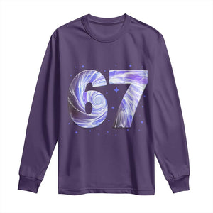 Swirl Effect Printed Six Seven Meme Long Sleeve Shirt Gen Z Alpha Gift TS12 Purple Print Your Wear