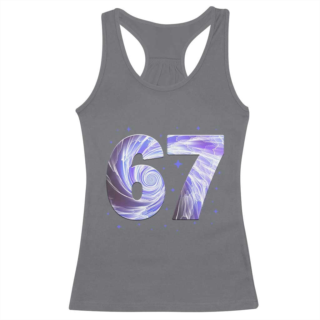 Swirl Effect Printed Six Seven Meme Racerback Tank Top Gen Z Alpha Gift TS12 Charcoal Print Your Wear