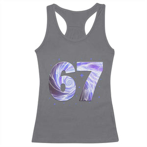 Swirl Effect Printed Six Seven Meme Racerback Tank Top Gen Z Alpha Gift TS12 Charcoal Print Your Wear