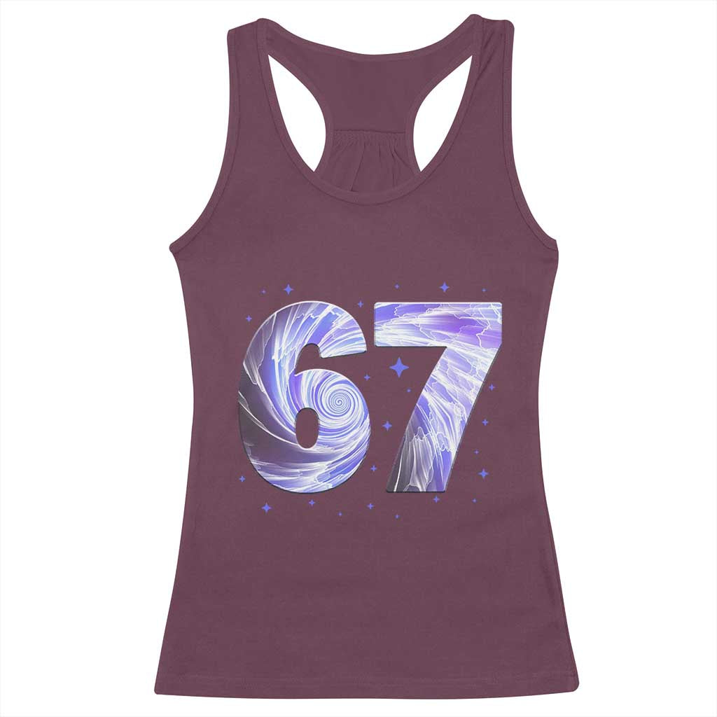 Swirl Effect Printed Six Seven Meme Racerback Tank Top Gen Z Alpha Gift TS12 Maroon Print Your Wear