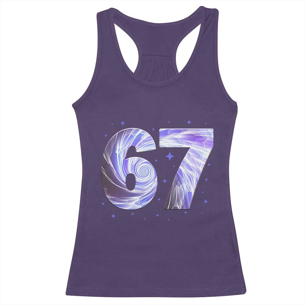 Swirl Effect Printed Six Seven Meme Racerback Tank Top Gen Z Alpha Gift TS12 Purple Print Your Wear