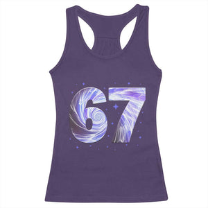 Swirl Effect Printed Six Seven Meme Racerback Tank Top Gen Z Alpha Gift TS12 Purple Print Your Wear
