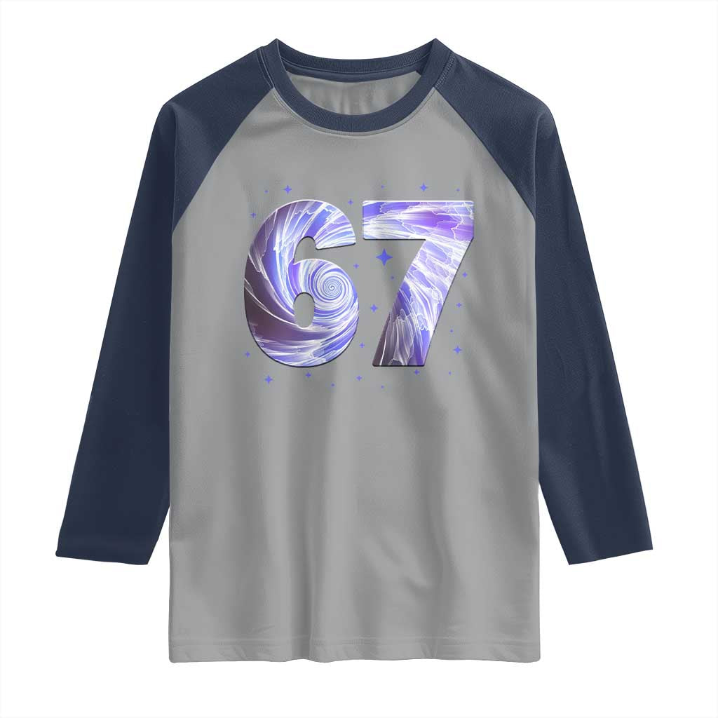 Swirl Effect Printed Six Seven Meme Raglan Shirt Gen Z Alpha Gift TS12 Sport Gray Navy Print Your Wear