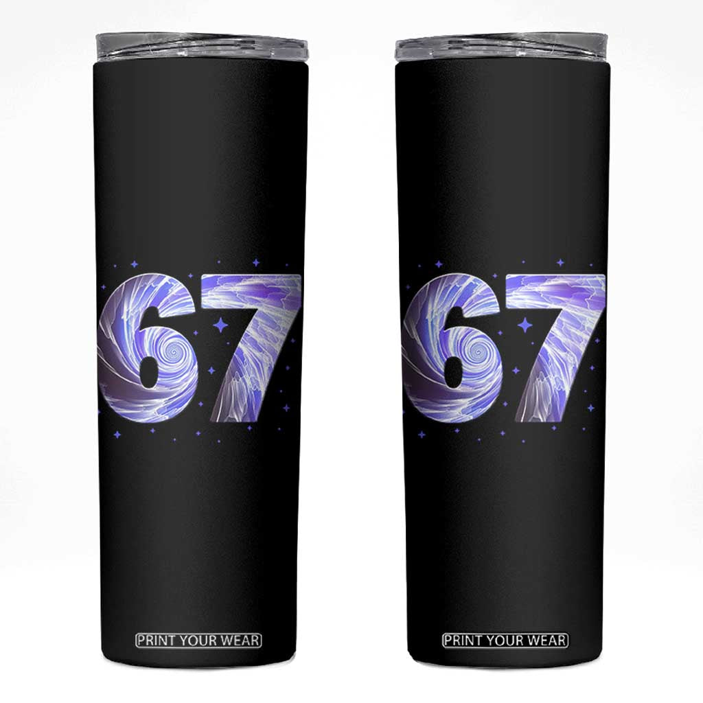 Swirl Effect Printed Six Seven Meme Skinny Tumbler Gen Z Alpha Gift TS12 Black Print Your Wear