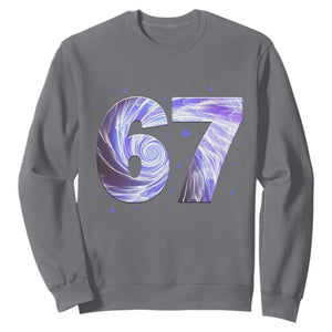 Swirl Effect Printed Six Seven Meme Sweatshirt Gen Z Alpha Gift TS12 Charcoal Print Your Wear