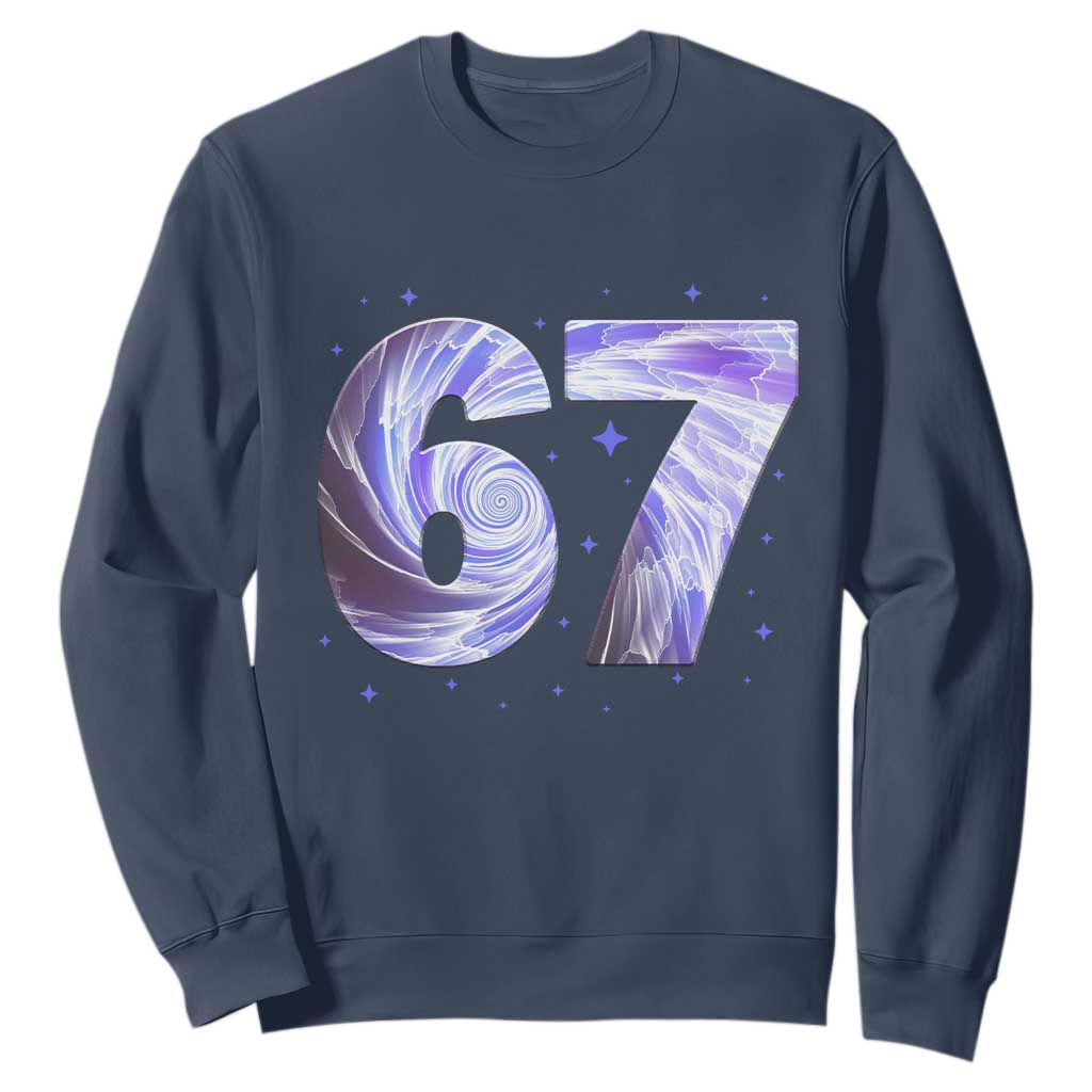 Swirl Effect Printed Six Seven Meme Sweatshirt Gen Z Alpha Gift TS12 Navy Print Your Wear