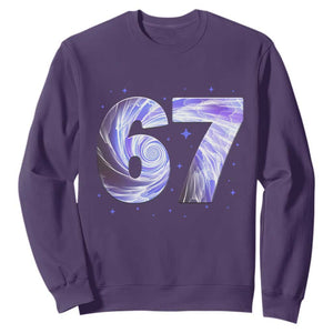 Swirl Effect Printed Six Seven Meme Sweatshirt Gen Z Alpha Gift TS12 Purple Print Your Wear
