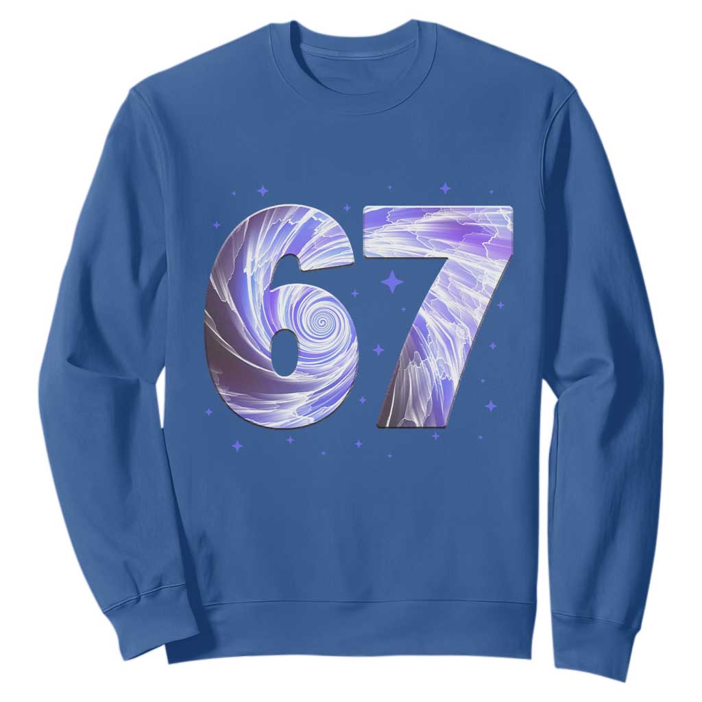 Swirl Effect Printed Six Seven Meme Sweatshirt Gen Z Alpha Gift TS12 Royal Blue Print Your Wear
