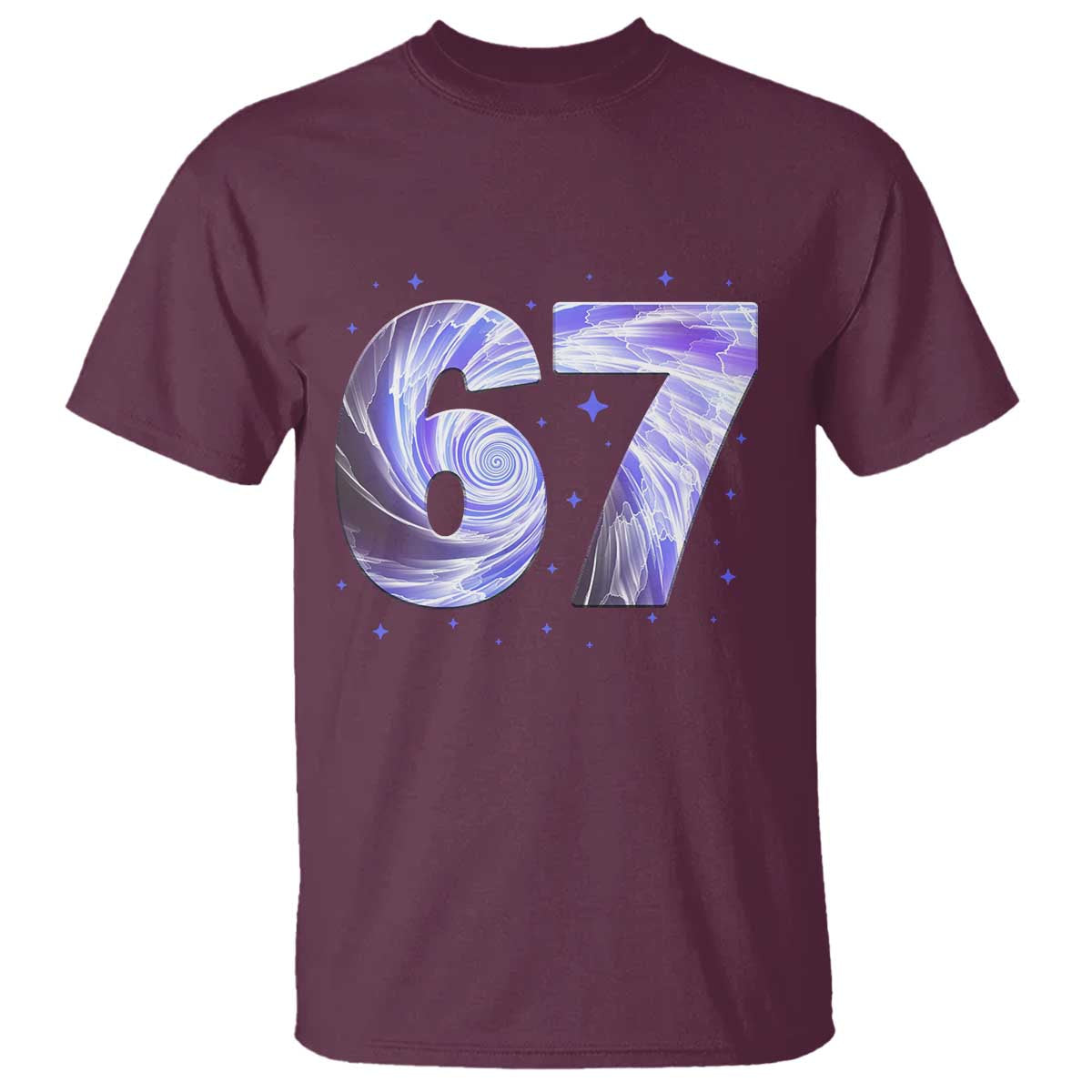 Swirl Effect Printed Six Seven Meme T Shirt Gen Z Alpha Gift TS12 Maroon Print Your Wear