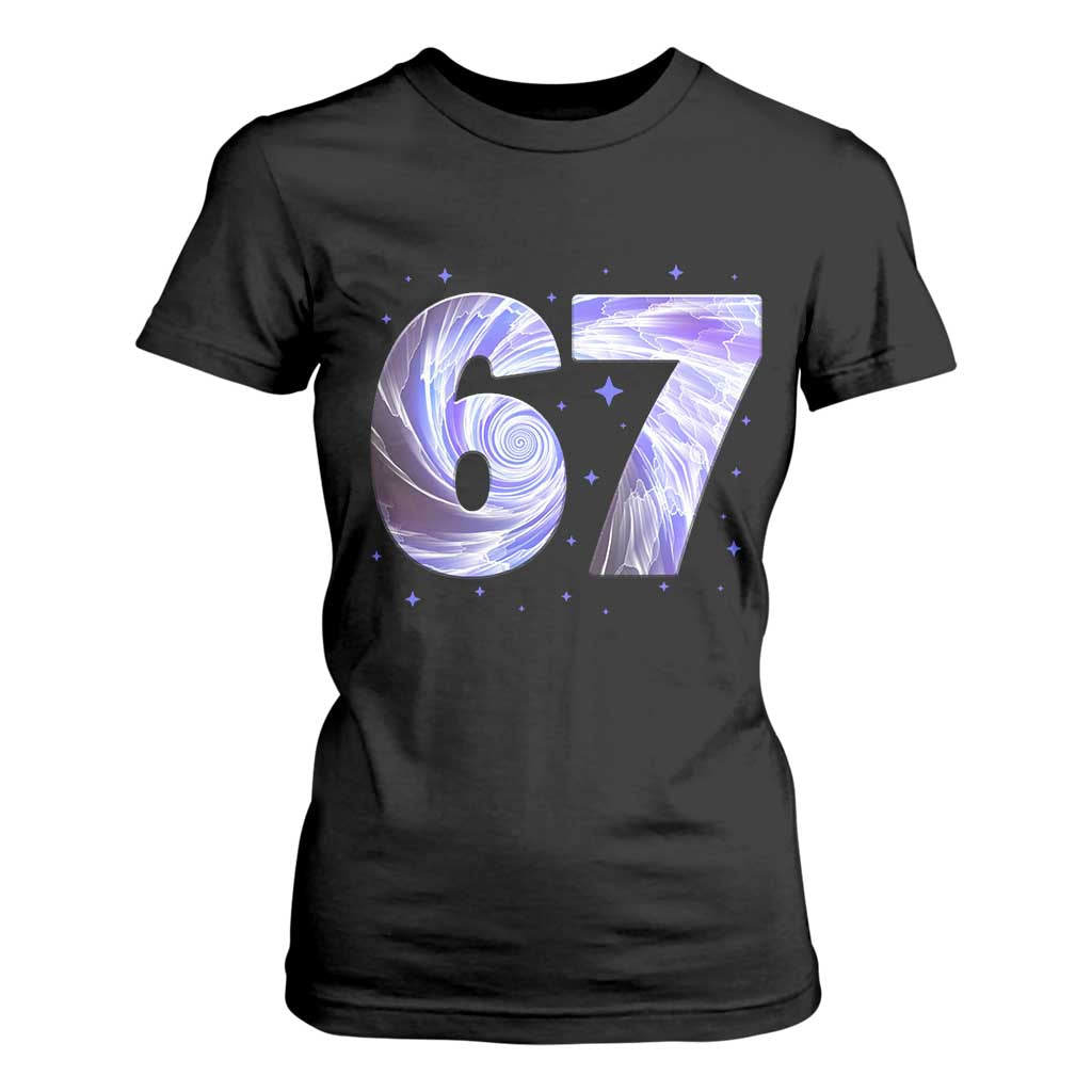 Swirl Effect Printed Six Seven Meme T Shirt For Women Gen Z Alpha Gift TS12 Black Print Your Wear