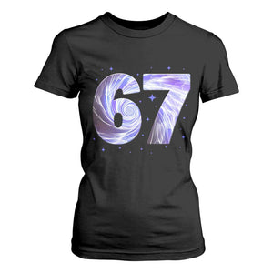 Swirl Effect Printed Six Seven Meme T Shirt For Women Gen Z Alpha Gift TS12 Black Print Your Wear