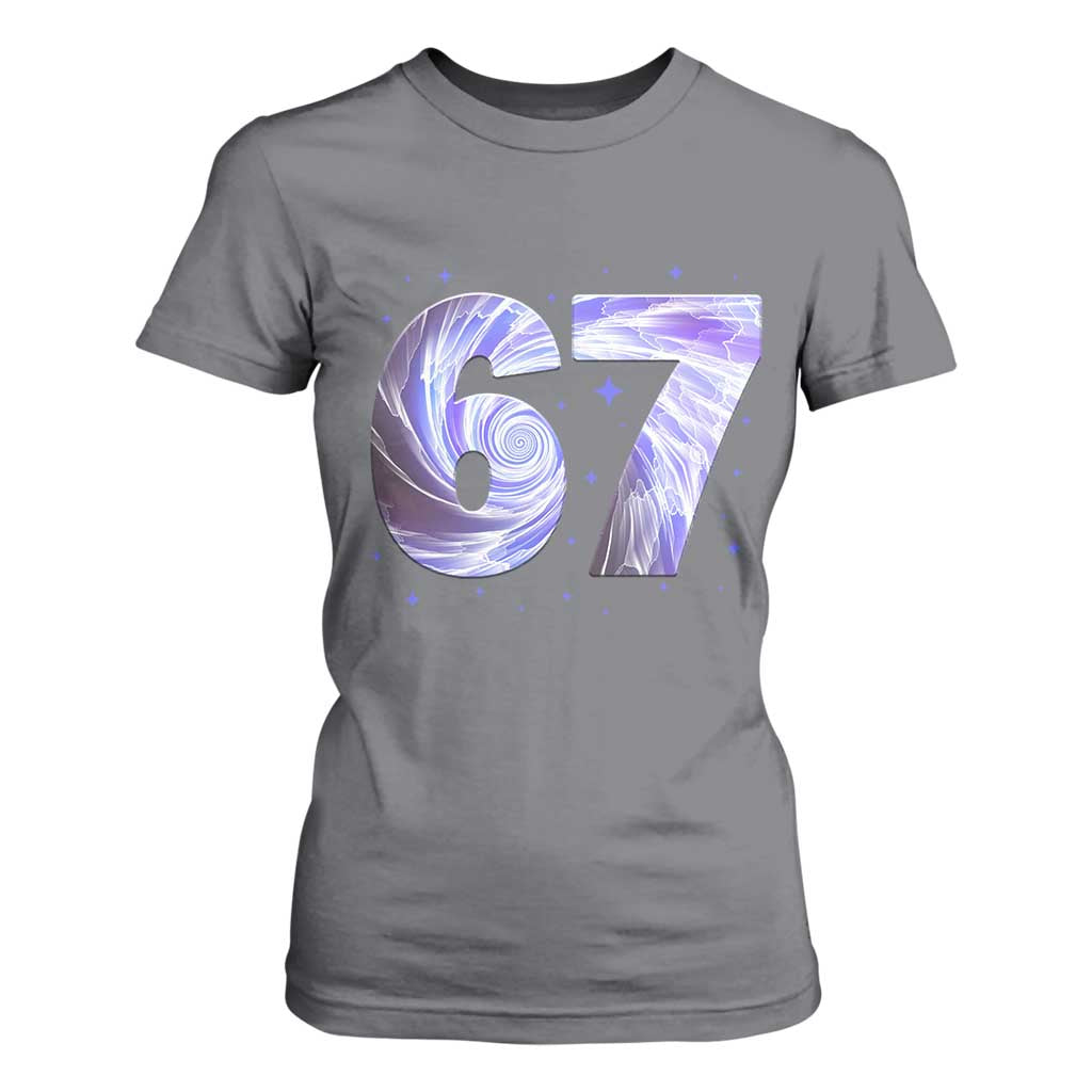 Swirl Effect Printed Six Seven Meme T Shirt For Women Gen Z Alpha Gift TS12 Charcoal Print Your Wear