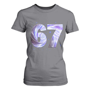 Swirl Effect Printed Six Seven Meme T Shirt For Women Gen Z Alpha Gift TS12 Charcoal Print Your Wear
