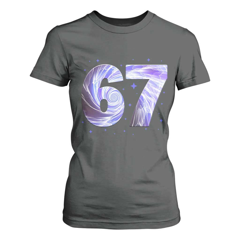 Swirl Effect Printed Six Seven Meme T Shirt For Women Gen Z Alpha Gift TS12 Dark Heather Print Your Wear