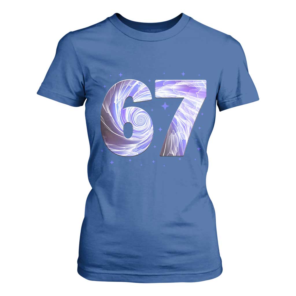 Swirl Effect Printed Six Seven Meme T Shirt For Women Gen Z Alpha Gift TS12 Royal Blue Print Your Wear