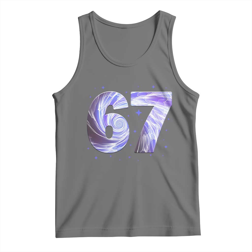 Swirl Effect Printed Six Seven Meme Tank Top Gen Z Alpha Gift TS12 Black Heather Print Your Wear