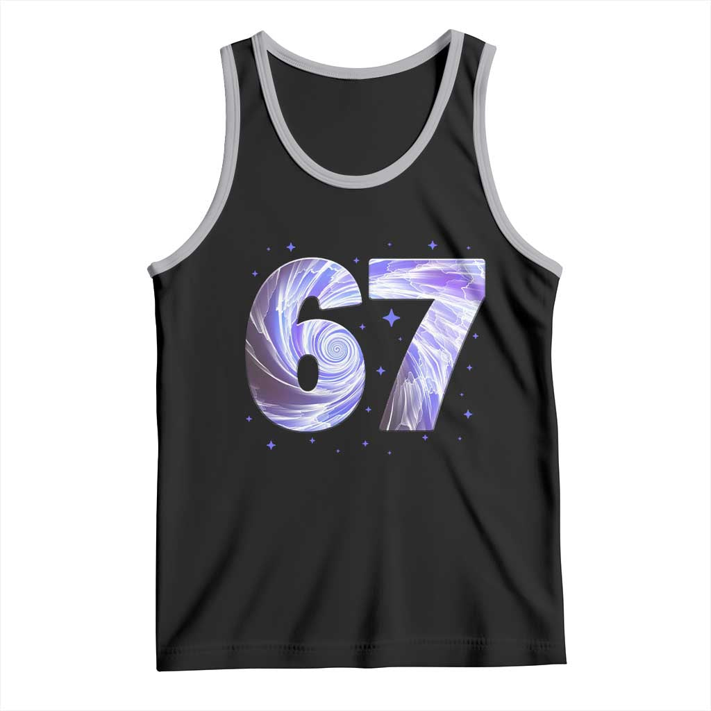 Swirl Effect Printed Six Seven Meme Tank Top Gen Z Alpha Gift TS12 Black Athletic Heather Print Your Wear