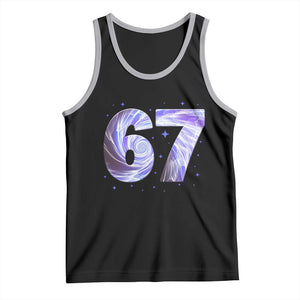 Swirl Effect Printed Six Seven Meme Tank Top Gen Z Alpha Gift TS12 Black Athletic Heather Print Your Wear