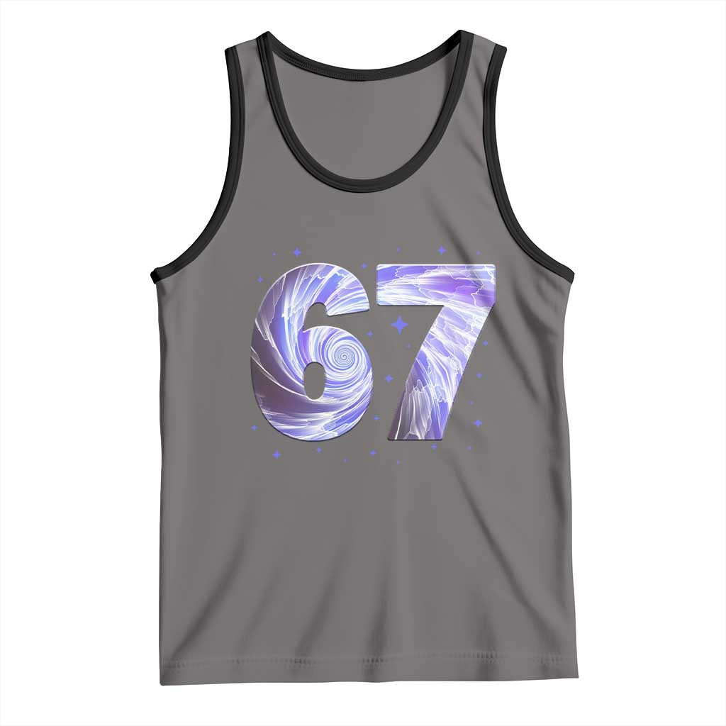 Swirl Effect Printed Six Seven Meme Tank Top Gen Z Alpha Gift TS12 Deep Heather Black Print Your Wear