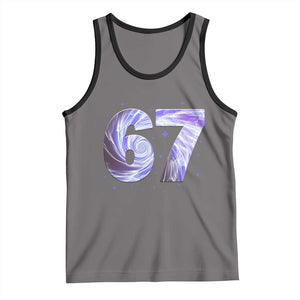 Swirl Effect Printed Six Seven Meme Tank Top Gen Z Alpha Gift TS12 Deep Heather Black Print Your Wear