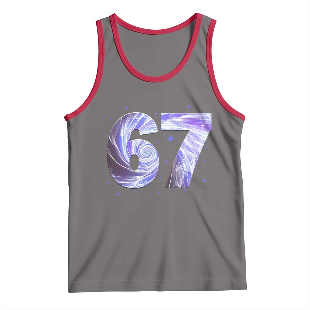 Swirl Effect Printed Six Seven Meme Tank Top Gen Z Alpha Gift TS12 Deep Heather Red Print Your Wear