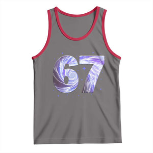 Swirl Effect Printed Six Seven Meme Tank Top Gen Z Alpha Gift TS12 Deep Heather Red Print Your Wear