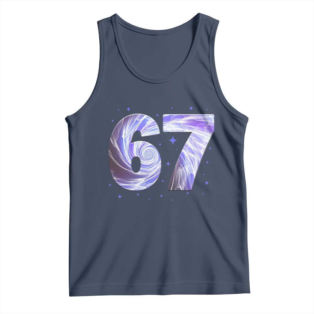 Swirl Effect Printed Six Seven Meme Tank Top Gen Z Alpha Gift TS12 Navy Print Your Wear
