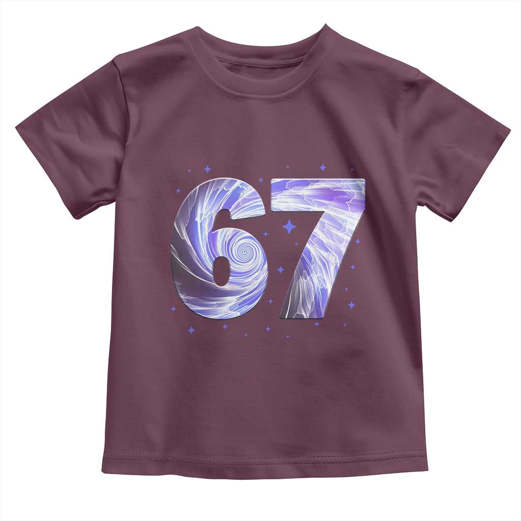 Swirl Effect Printed Six Seven Meme Toddler T Shirt Gen Z Alpha Gift TS12 Maroon Print Your Wear