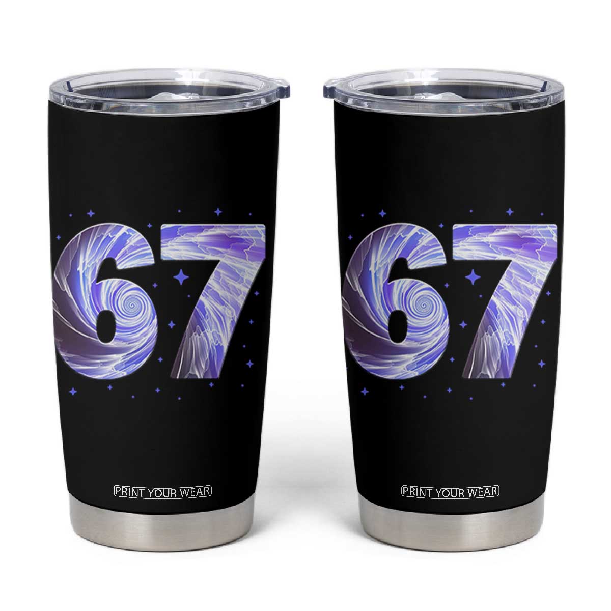 Swirl Effect Printed Six Seven Meme Tumbler Cup Gen Z Alpha Gift TS12 Black Print Your Wear