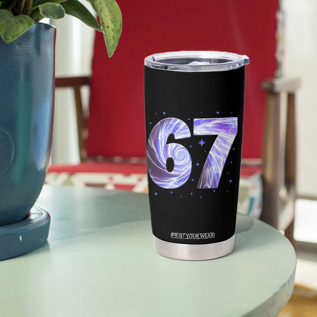 Swirl Effect Printed Six Seven Meme Tumbler Cup Gen Z Alpha Gift TS12 Print Your Wear