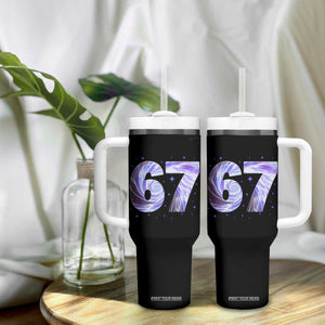 Swirl Effect Printed Six Seven Meme Tumbler With Handle Gen Z Alpha Gift TS12 Print Your Wear