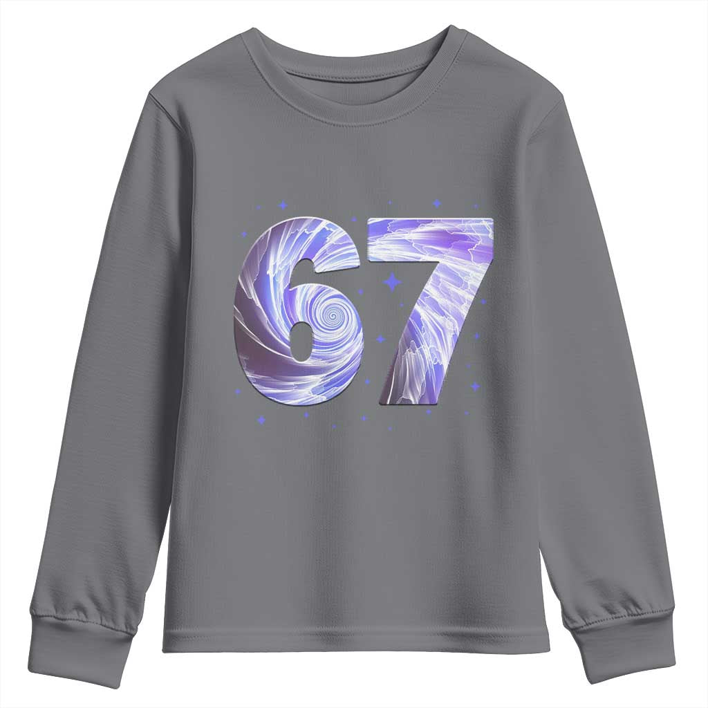 Swirl Effect Printed Six Seven Meme Youth Sweatshirt Gen Z Alpha Gift TS12 Charcoal Print Your Wear