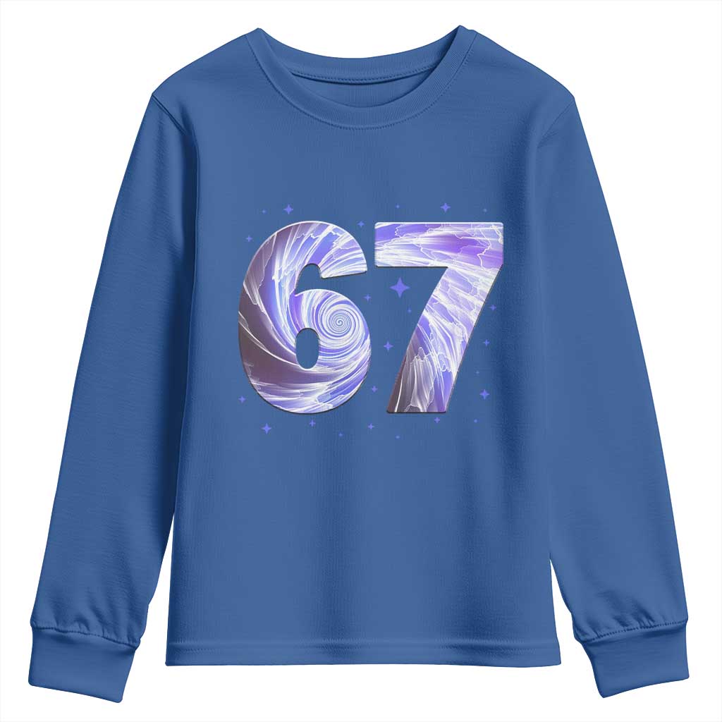 Swirl Effect Printed Six Seven Meme Youth Sweatshirt Gen Z Alpha Gift TS12 Royal Blue Print Your Wear