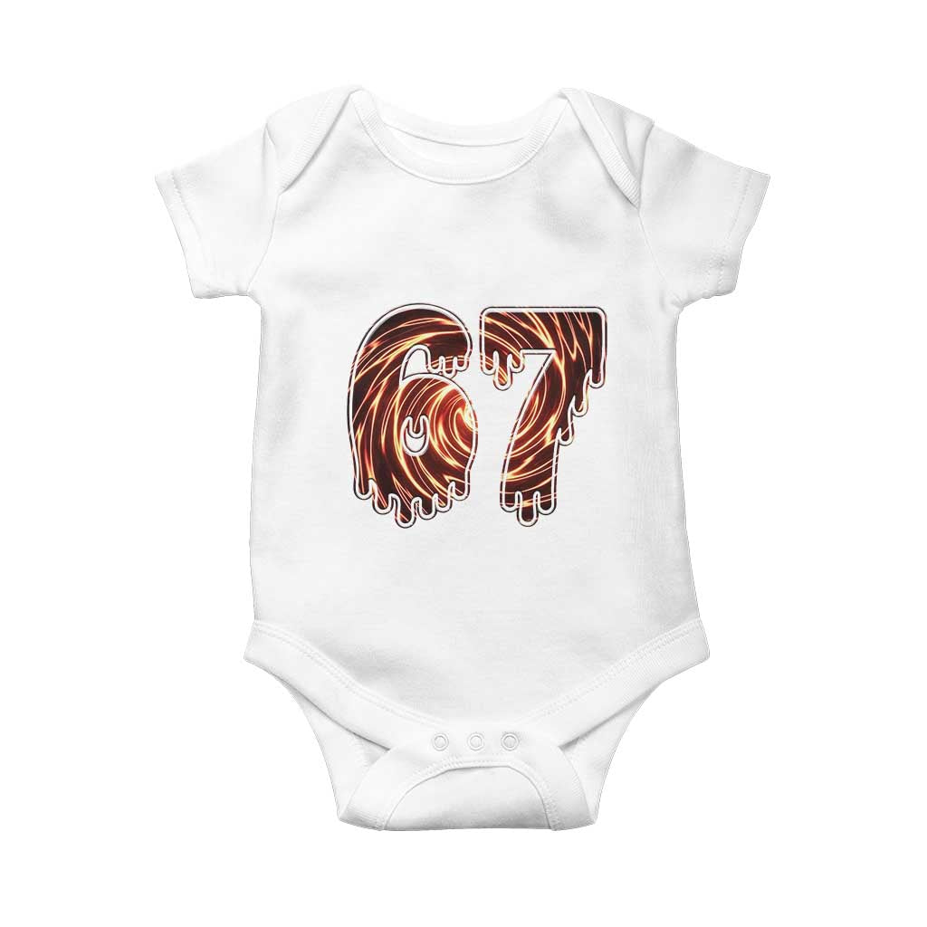 Fire Swirl Effect Printed Baby Onesie Six Seven Meme TS12 White Print Your Wear