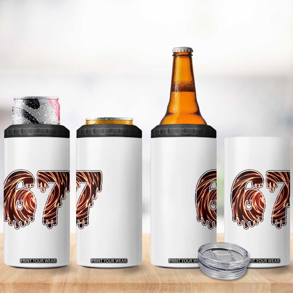 Fire Swirl Effect Printed 4 in 1 Can Cooler Tumbler Six Seven Meme TS12 Print Your Wear