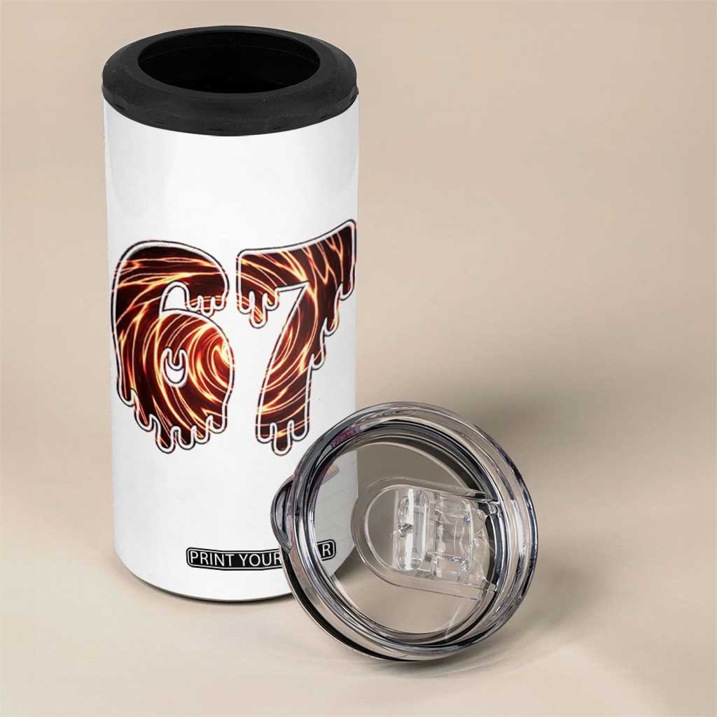 Fire Swirl Effect Printed 4 in 1 Can Cooler Tumbler Six Seven Meme TS12 Print Your Wear