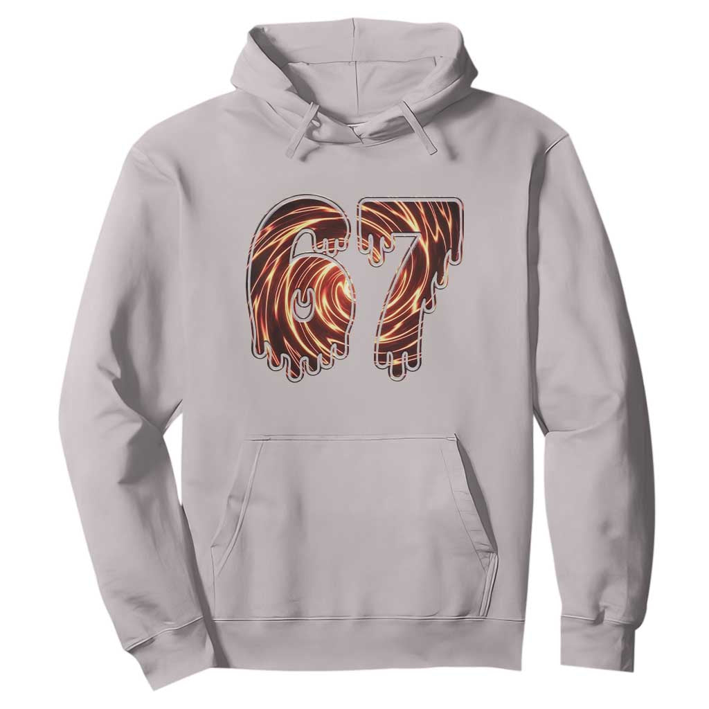 Fire Swirl Effect Printed Hoodie Six Seven Meme TS12 Ice Gray Print Your Wear