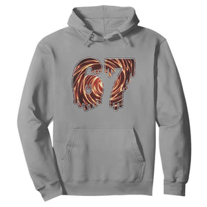 Fire Swirl Effect Printed Hoodie Six Seven Meme TS12 Sport Gray Print Your Wear