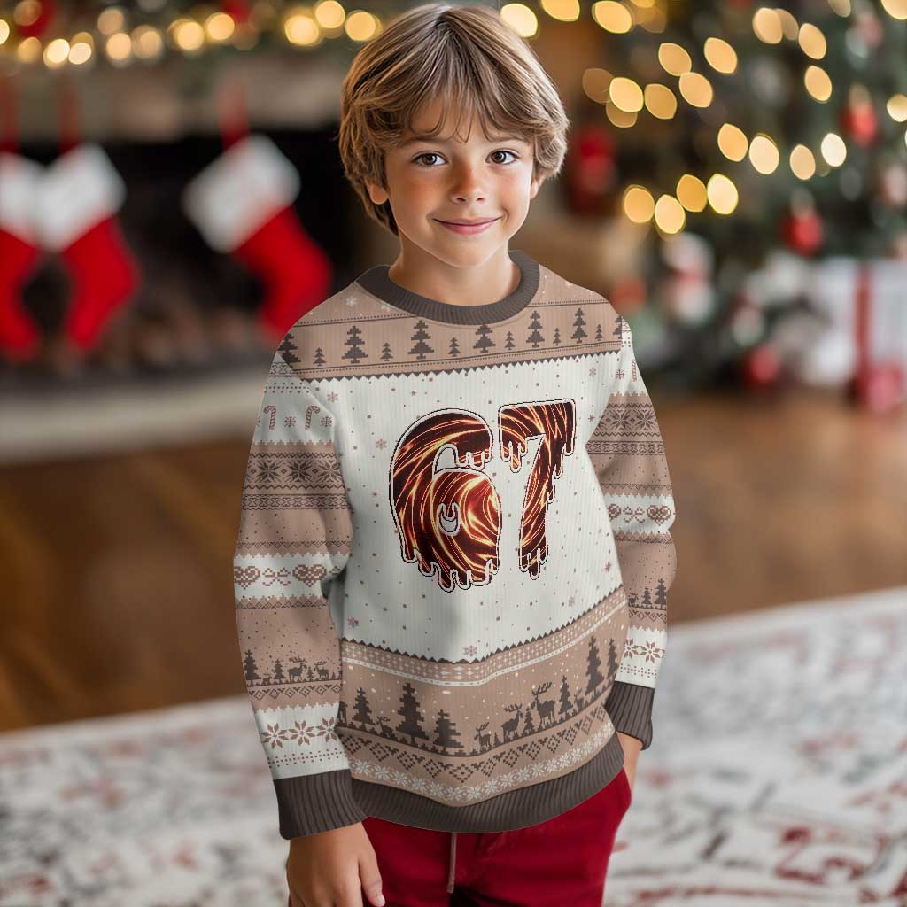 Fire Swirl Effect Printed Ugly Christmas Sweater Six Seven Meme TS12 Mocha Mousse Print Your Wear
