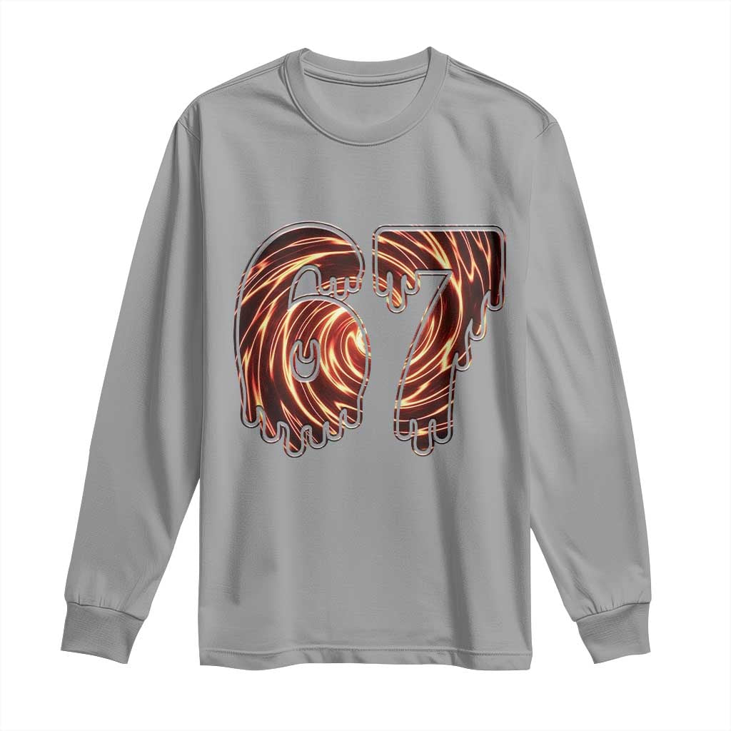 Fire Swirl Effect Printed Long Sleeve Shirt Six Seven Meme TS12 Sport Gray Print Your Wear