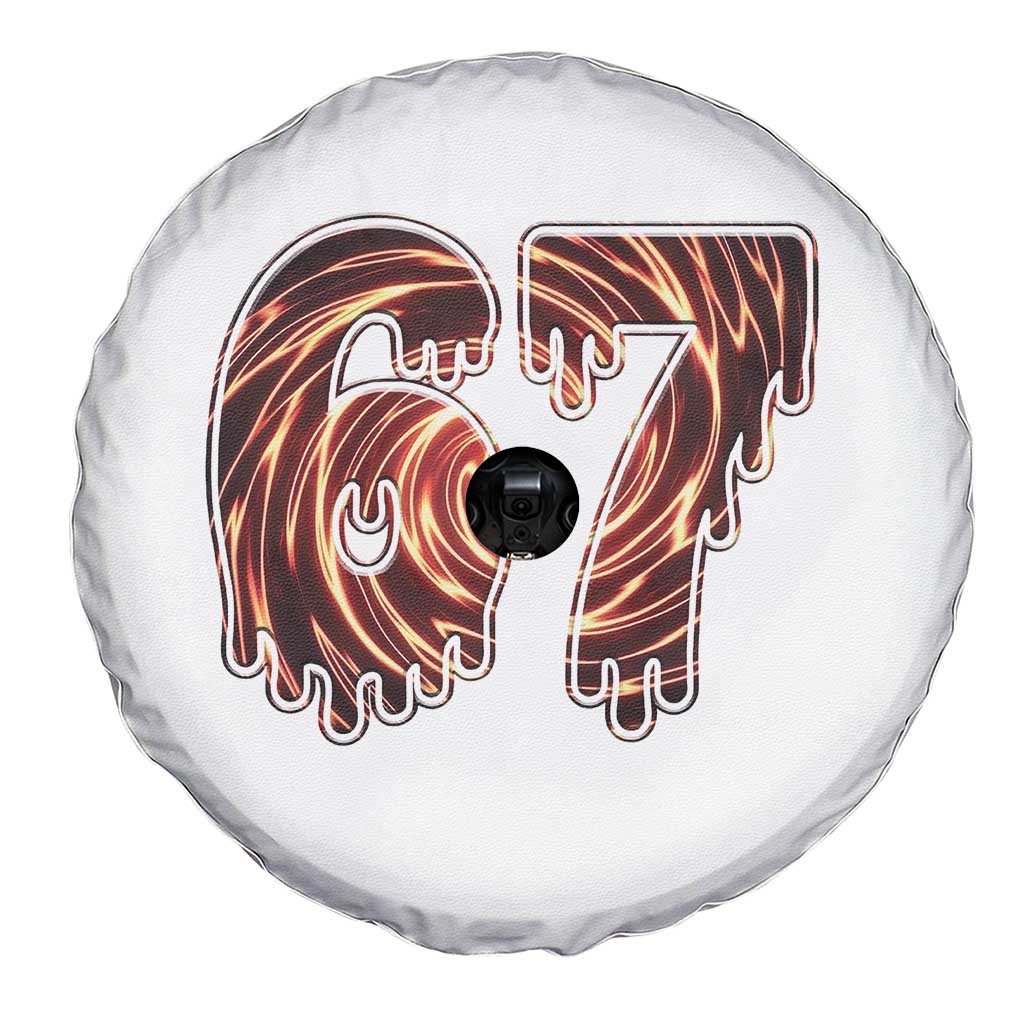 Fire Swirl Effect Printed Spare Tire Cover Six Seven Meme TS12 Print Your Wear