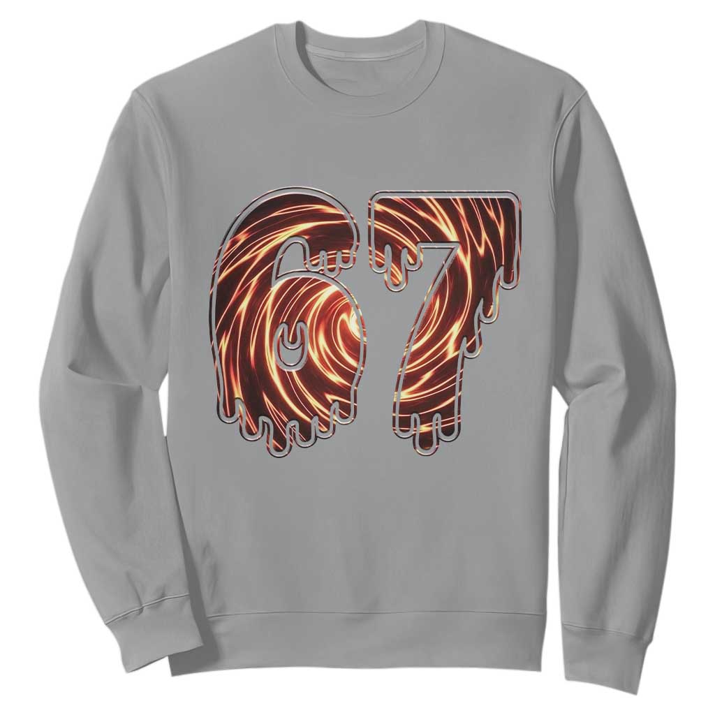 Fire Swirl Effect Printed Sweatshirt Six Seven Meme TS12 Sport Gray Print Your Wear