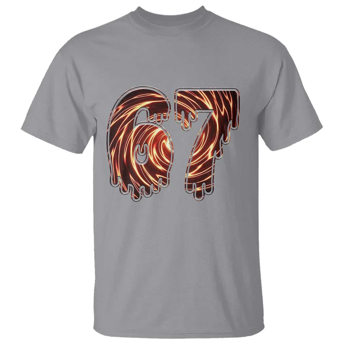 Fire Swirl Effect Printed T Shirt Six Seven Meme TS12 Sport Gray Print Your Wear
