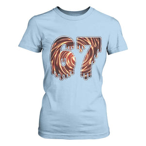Fire Swirl Effect Printed T Shirt For Women Six Seven Meme TS12 Light Blue Print Your Wear