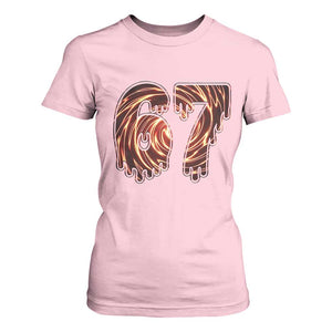 Fire Swirl Effect Printed T Shirt For Women Six Seven Meme TS12 Light Pink Print Your Wear