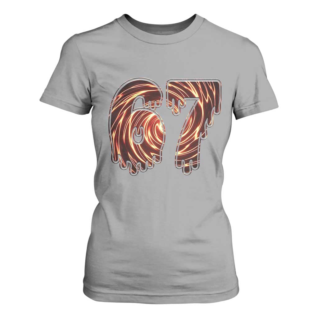 Fire Swirl Effect Printed T Shirt For Women Six Seven Meme TS12 Sport Gray Print Your Wear