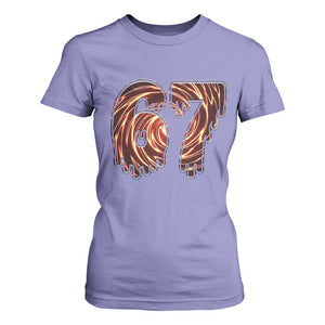 Fire Swirl Effect Printed T Shirt For Women Six Seven Meme TS12 Violet Print Your Wear