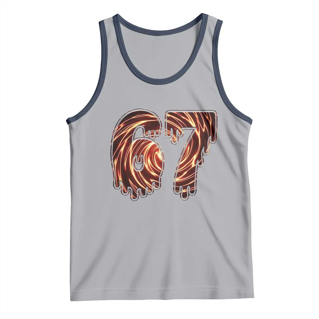 Fire Swirl Effect Printed Tank Top Six Seven Meme TS12 Athletic Heather Navy Print Your Wear
