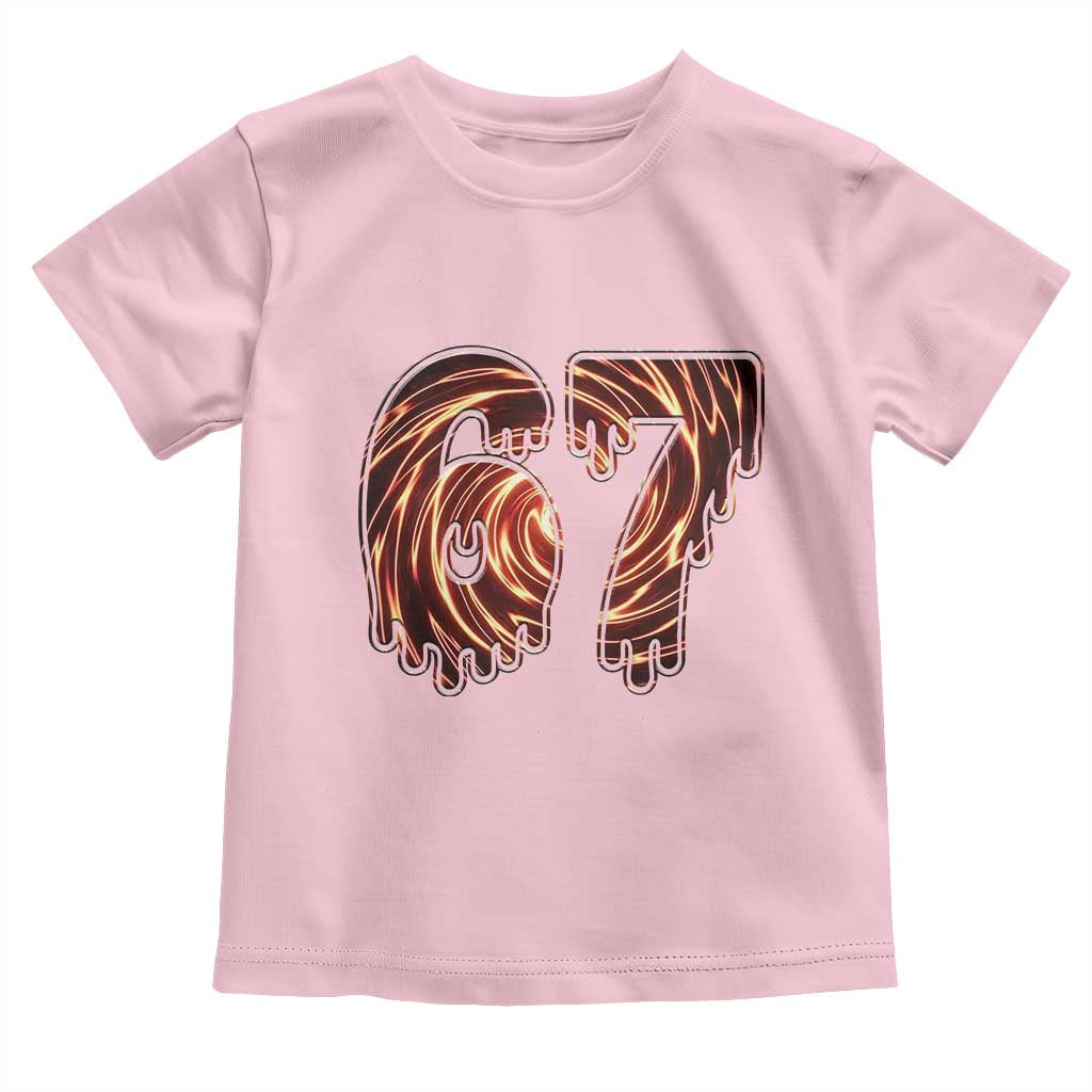 Fire Swirl Effect Printed Toddler T Shirt Six Seven Meme TS12 Light Pink Print Your Wear